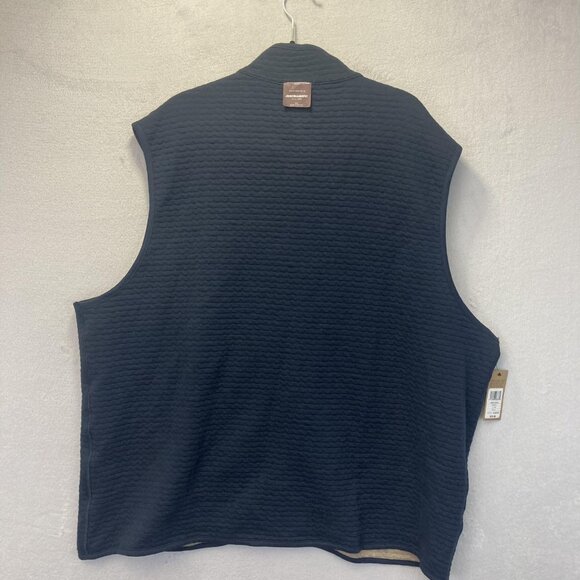 NWT Johnston & Murphy Reversible Quilted Zip Up Knit Vest Mens 3XL Navy Blue Tan - Picture 12 of 16
